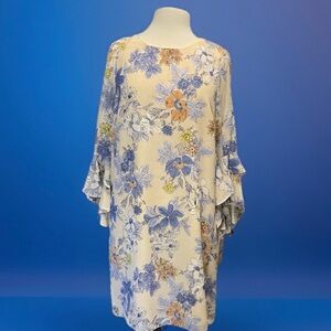 NWT Nanette Lepore Pink Floral Bella Donna Ruffle Sleeve Shift Dress